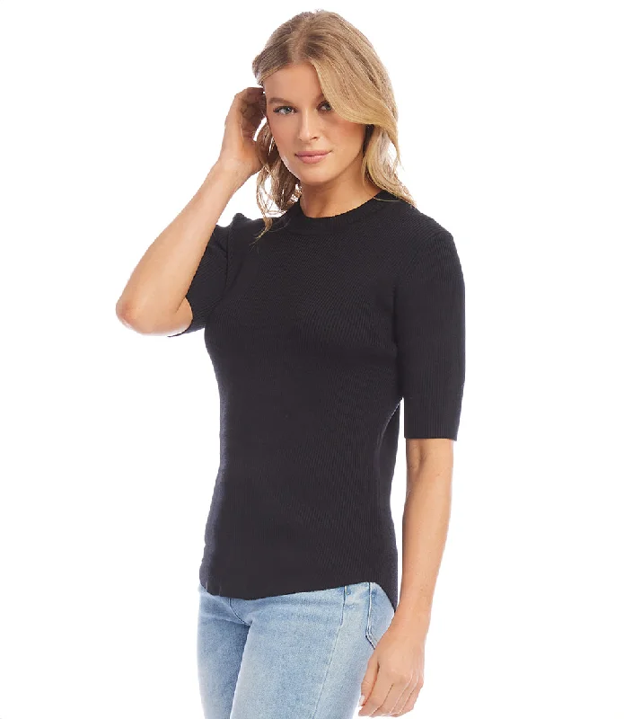 Short Sleeve Ribbed Sweater