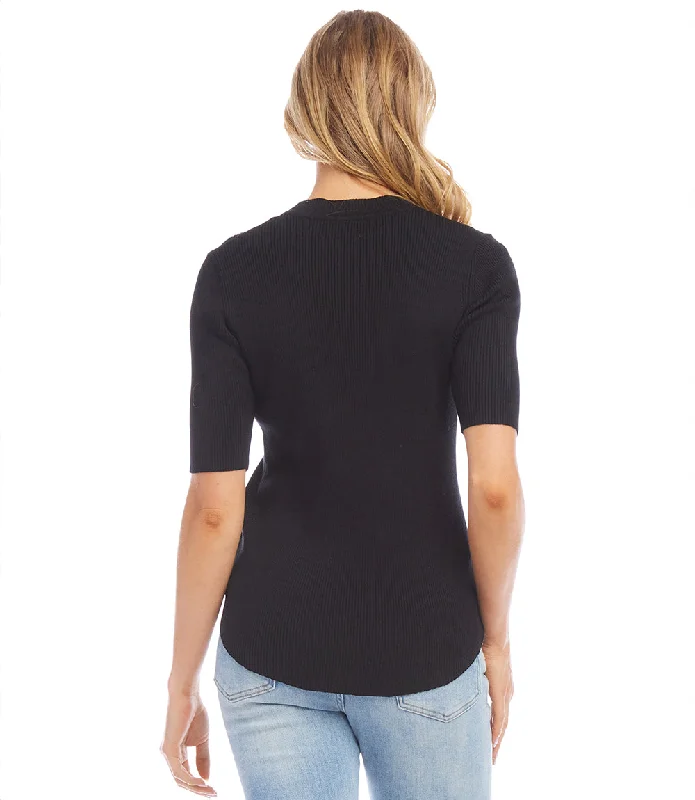 Short Sleeve Ribbed Sweater