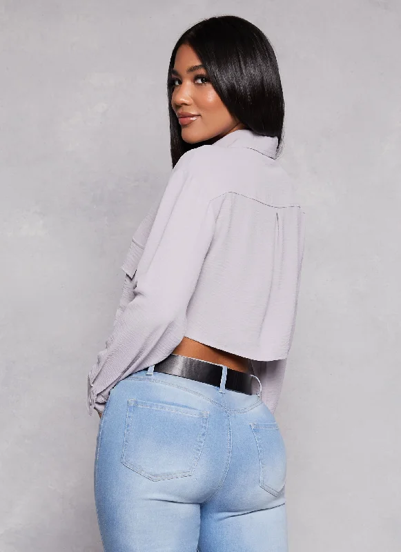 Airy Cargo Pocket Cropped Shirt