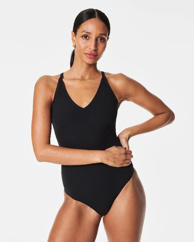 Suit Yourself V-Neck Ribbed Bodysuit