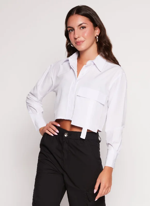 Flap Pocket Cropped Shirt