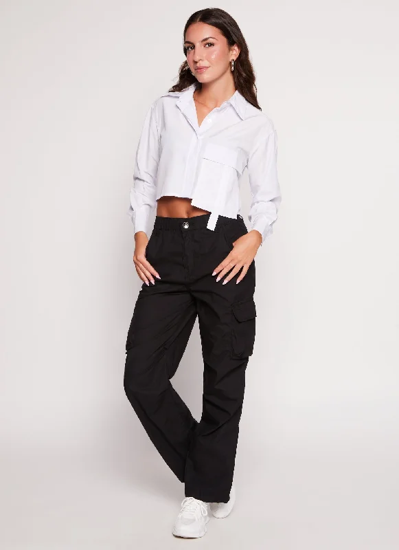 Flap Pocket Cropped Shirt