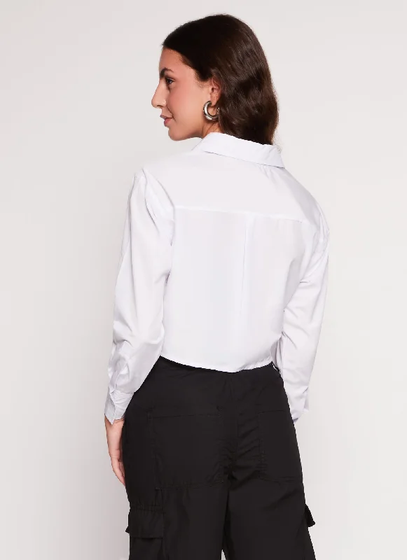 Flap Pocket Cropped Shirt