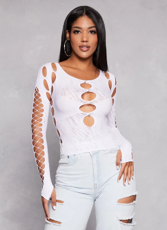 Seamless Fishnet Detail Cut Out Top