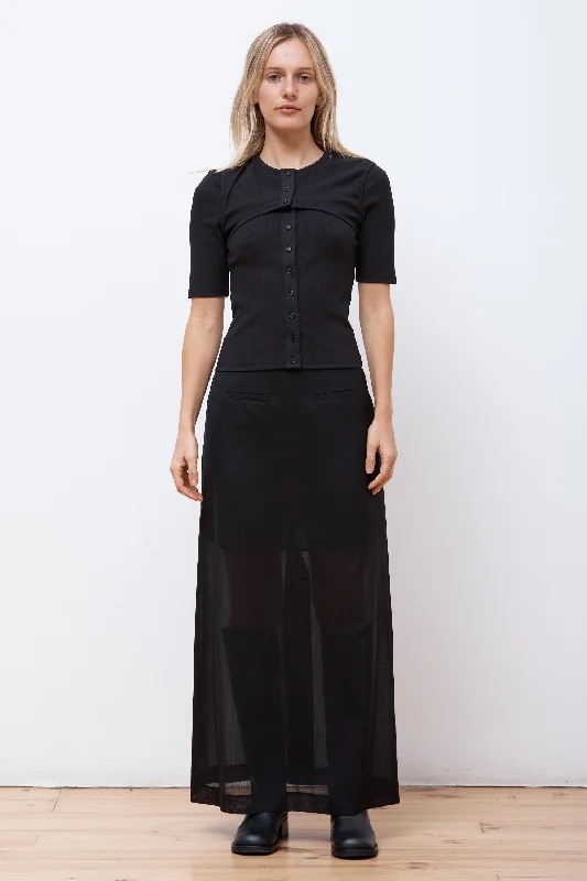 Sheer Maxi Long Skirt Black