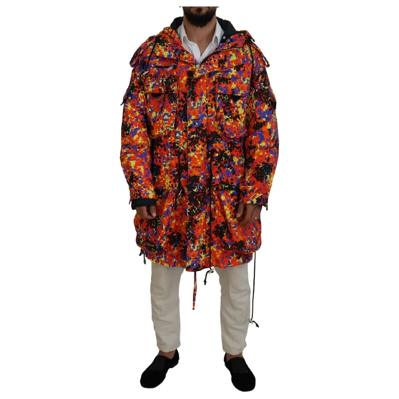 Dsquared² Multicolor Long Hooded Cargo Pocket Coat Jacket