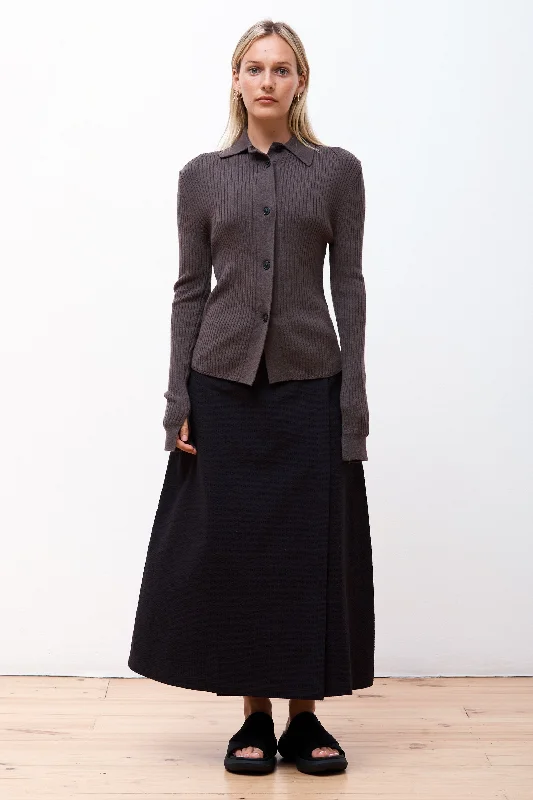 Textured Wrap Skirt Black Seersucker