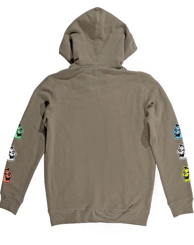 <A 000a001z2>Fungolia Big Hood Fleece Zip-Up Hoodie - Forever Hungry (Army Green)