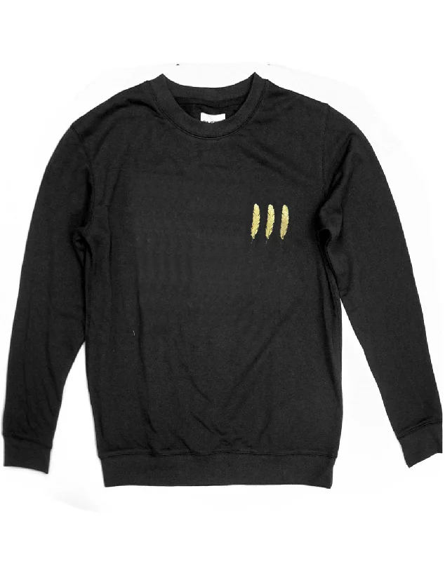 <A 000a107y>Fungolia Fleece Crew Neck Sweatshirt - Gold Feathers (Black)