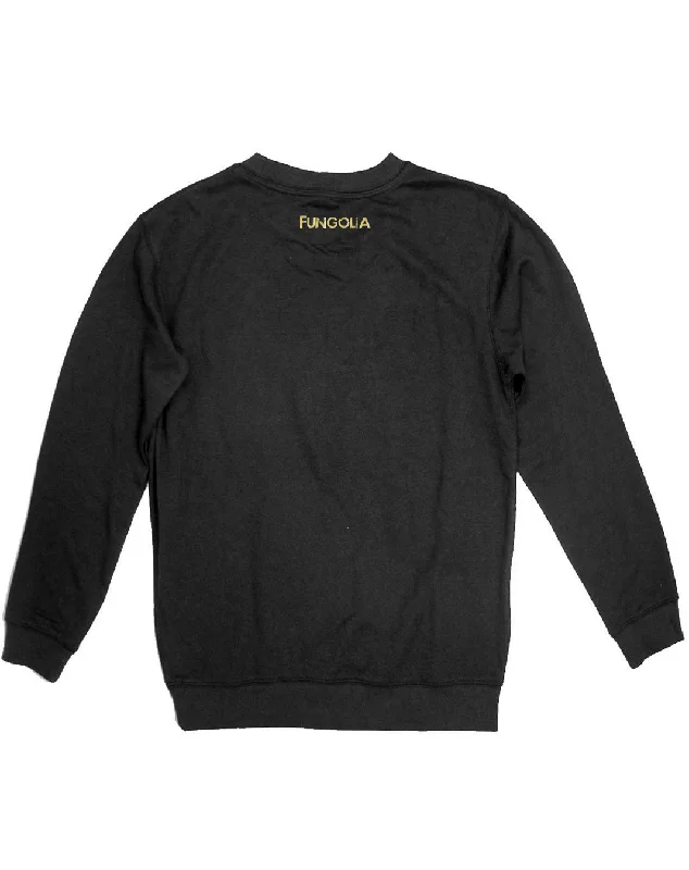 <A 000a107y>Fungolia Fleece Crew Neck Sweatshirt - Gold Feathers (Black)