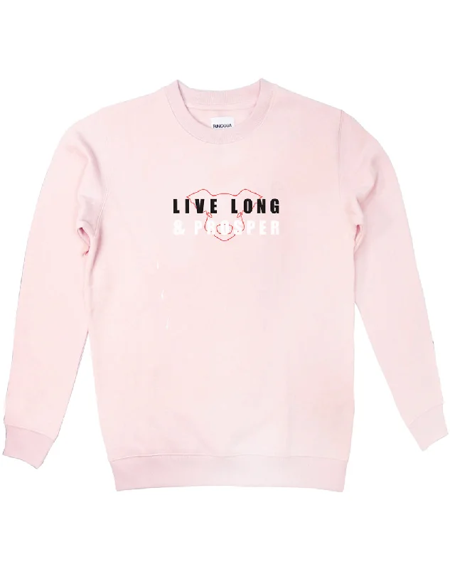 <A 000a001y6g>Fungolia Fleece Crew Neck Sweatshirt - Live Long & Prosper (Light Pink)