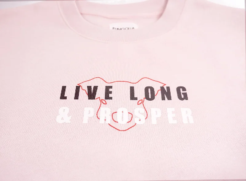 <A 000a001y6g>Fungolia Fleece Crew Neck Sweatshirt - Live Long & Prosper (Light Pink)