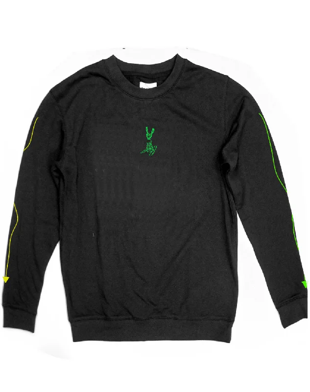 <A 000a108c>Fungolia Fleece Crew Neck Sweatshirt - Wire Rabbit (Black)