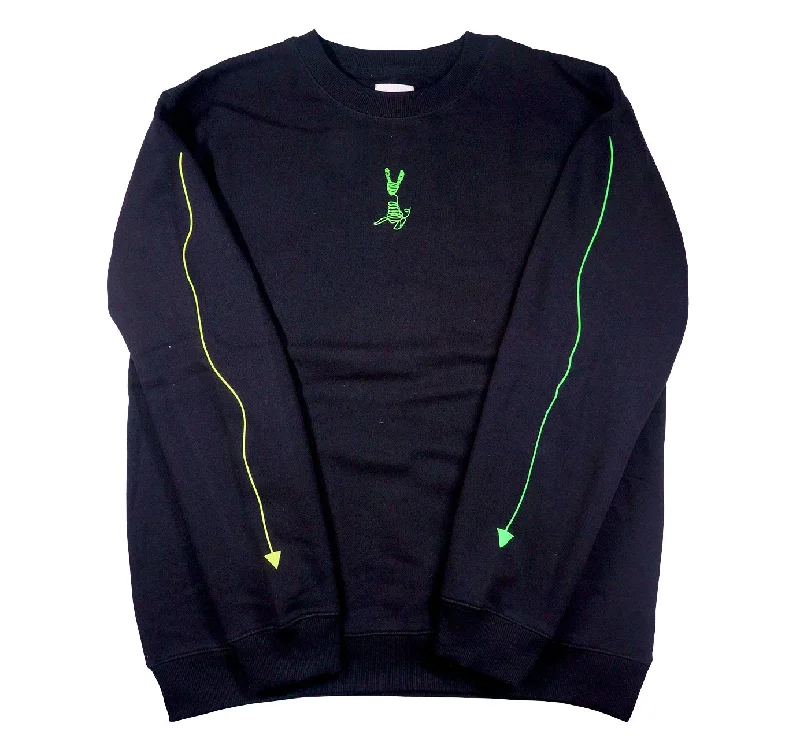 <A 000a108c>Fungolia Fleece Crew Neck Sweatshirt - Wire Rabbit (Black)