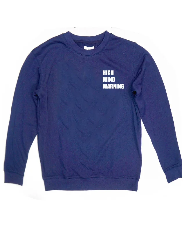 <A 000a001y6c3>Fungolia French Terry Crew Neck Sweatshirt - High Wind Warning (Navy Blue)