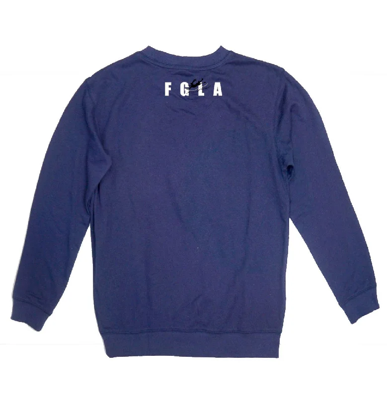 <A 000a001y6c3>Fungolia French Terry Crew Neck Sweatshirt - High Wind Warning (Navy Blue)