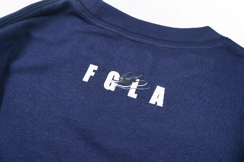 <A 000a001y6c3>Fungolia French Terry Crew Neck Sweatshirt - High Wind Warning (Navy Blue)