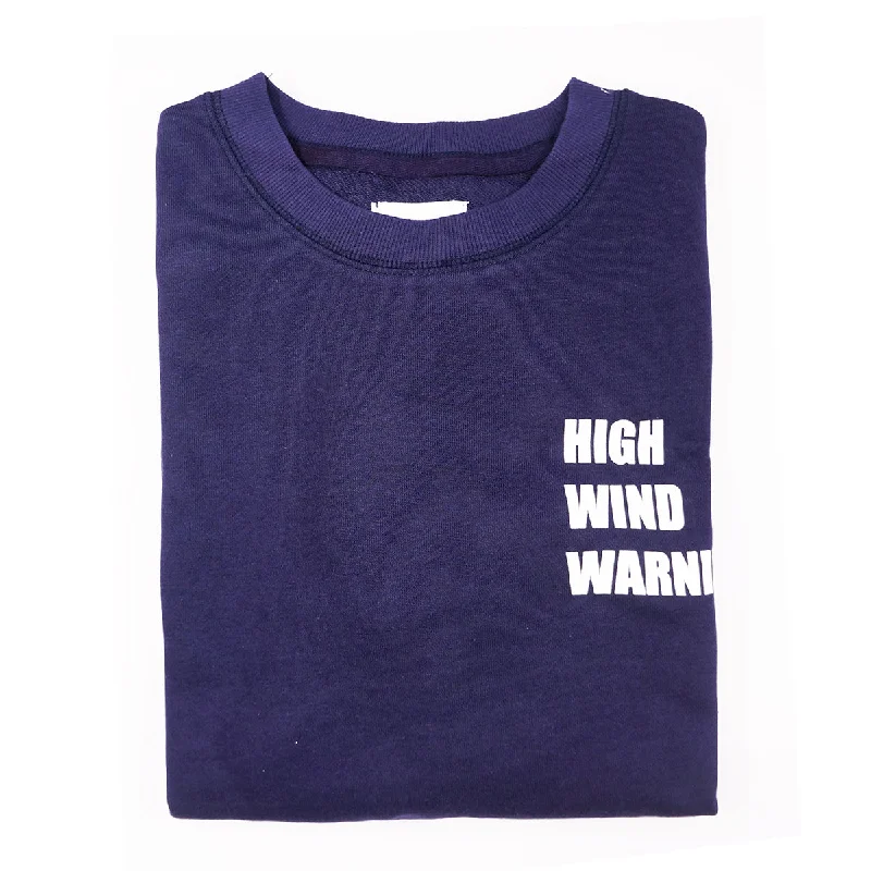 <A 000a001y6c3>Fungolia French Terry Crew Neck Sweatshirt - High Wind Warning (Navy Blue)