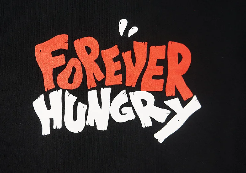 <A 000a109j>Fungolia Big Hood Fleece Hoodie - Forever Hungry (Black)