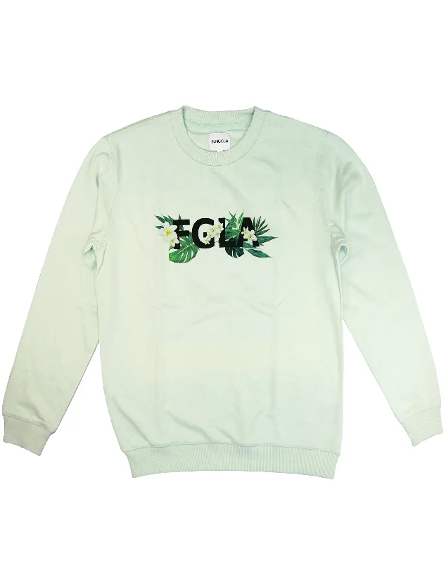 <A 000a109la>Fungolia French Terry Crew Neck Sweatshirt - Floral FGLA (Light Green)