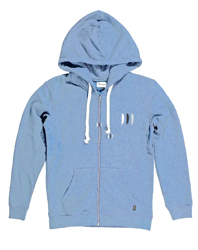 <A 000a001y6c6>Fungolia Big Hood Fleece Zip Hoodie - WBF feathers (Dusty Blue)