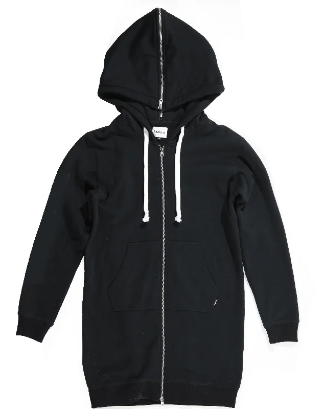 <A 001a75> Fungolia Fleece Long hoodie - Plain (black)