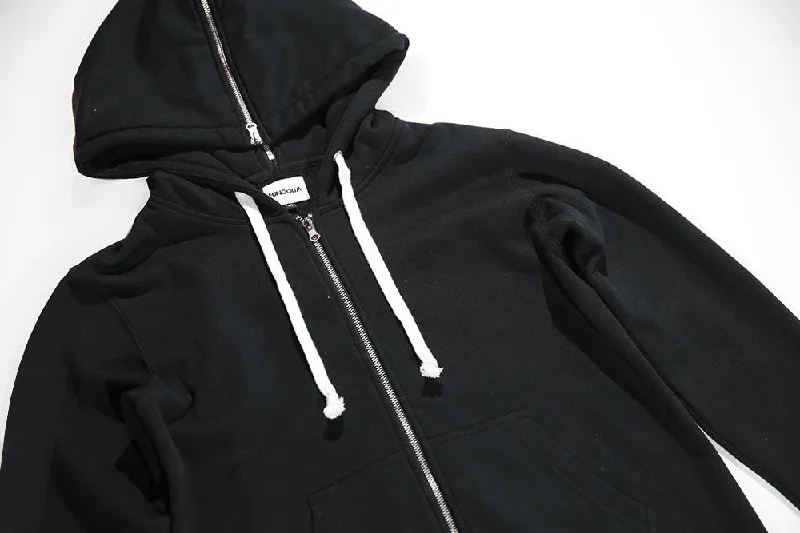 <A 001a75> Fungolia Fleece Long hoodie - Plain (black)