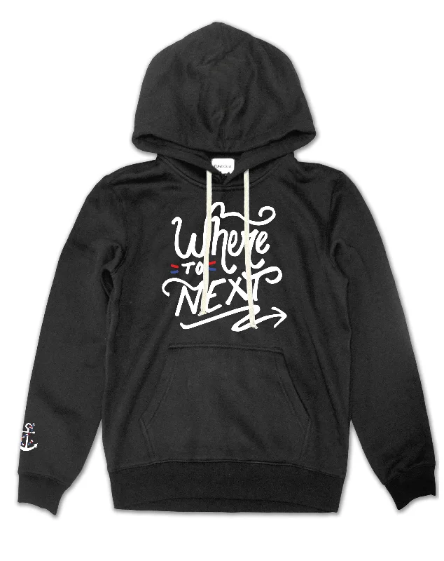 <A 001a78> Fungolia Fleece Big hood Hoodie -Where To Next (Black)