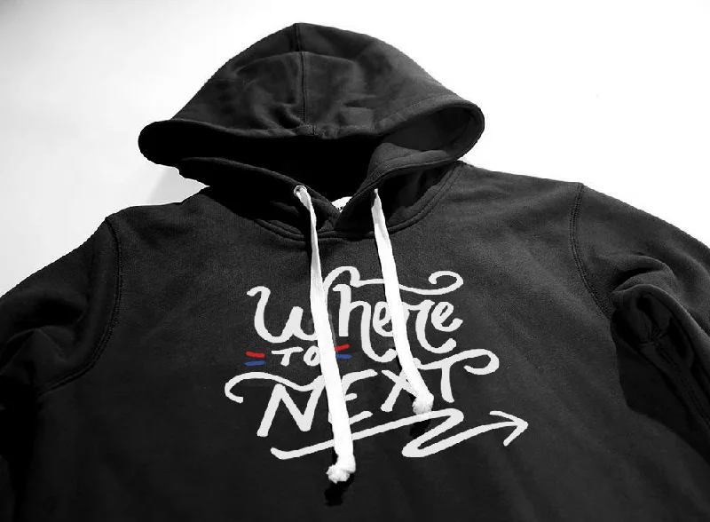 <A 001a78> Fungolia Fleece Big hood Hoodie -Where To Next (Black)