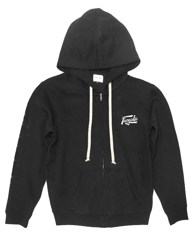 <A 001a80> Fungolia Zip Up Fleece Big hood Hoodie - Vintage Fighter (black)