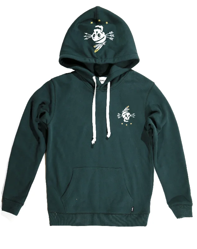 <A 001a83> Fungolia Fleece Big hood Hoodie - TA Skull (forest green)