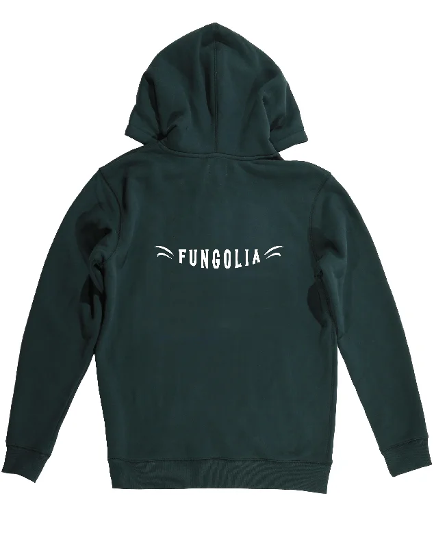 <A 001a83> Fungolia Fleece Big hood Hoodie - TA Skull (forest green)