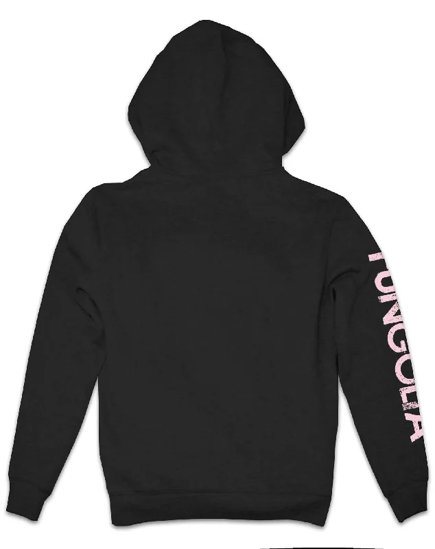 <A 001a84> Fungolia Zip Up Fleece Big hood Hoodie - Dirty Pink Logo