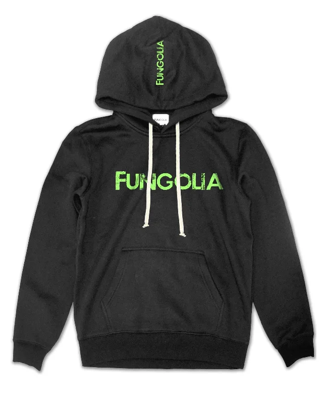 <A 001a85> Fungolia Fleece Big hood Hoodie -Neon green Logo (Black)