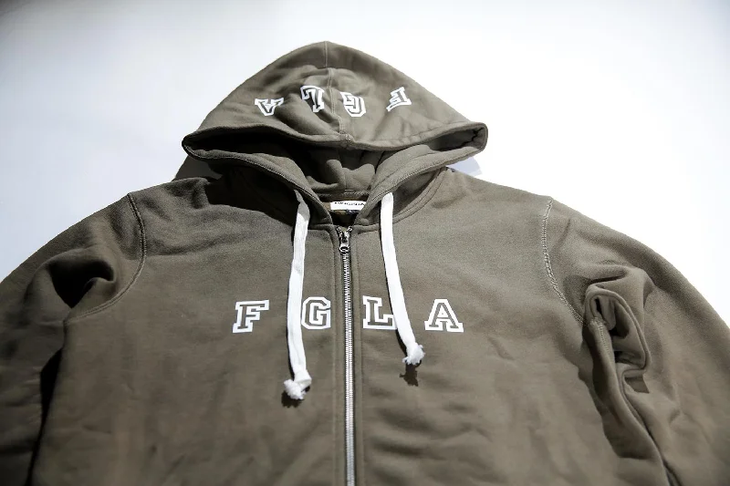 <A 001a86> Fungolia Zip Up Fleece Big hood Hoodie -FGLA (Army green)