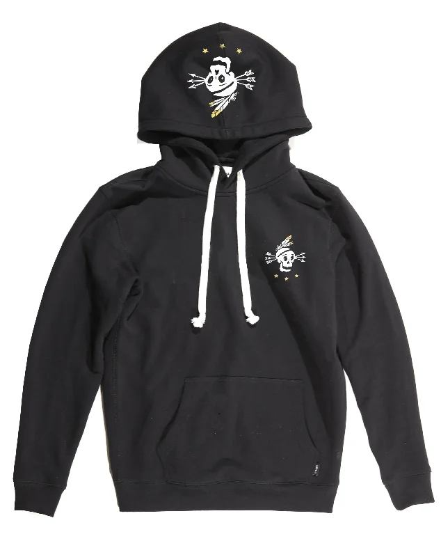 <A 001a82> Fungolia Fleece Big hood Hoodie - TA Skull (black)