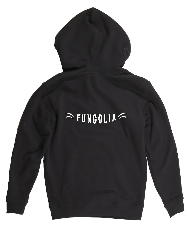 <A 001a82> Fungolia Fleece Big hood Hoodie - TA Skull (black)