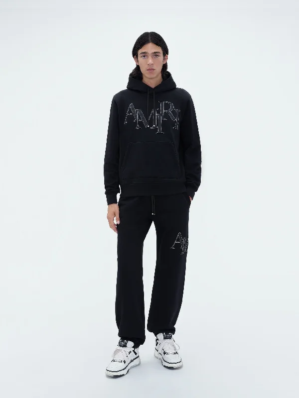 AMIRI STAGGERED LOGO HOODIE - Black