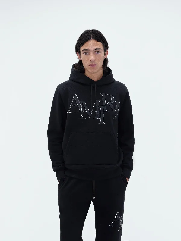 AMIRI STAGGERED LOGO HOODIE - Black