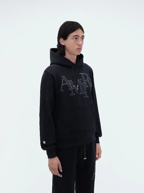 AMIRI STAGGERED LOGO HOODIE - Black