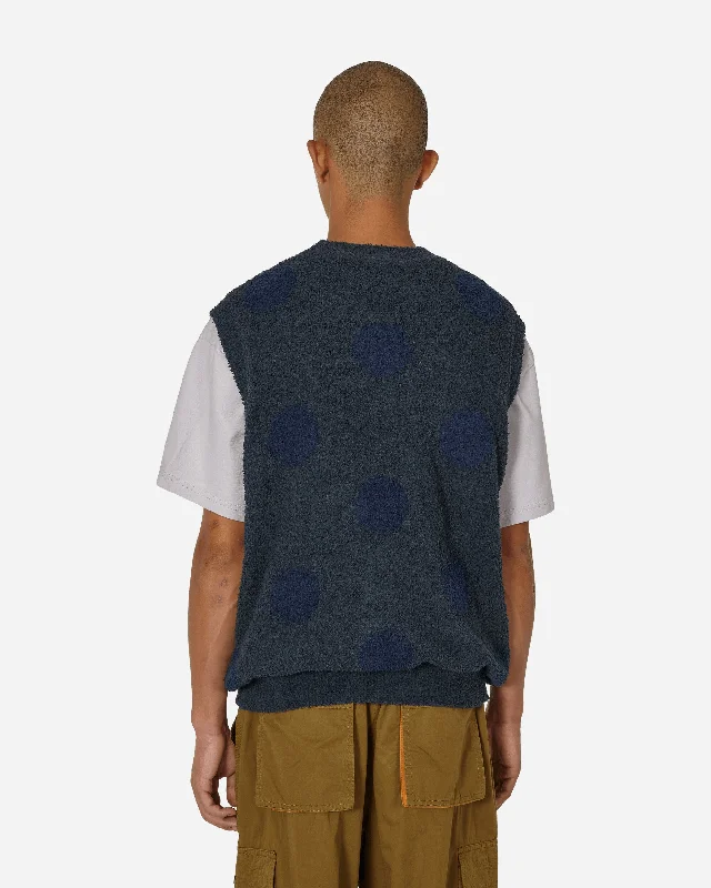 Fur Dot Knit Sweater Vest Navy