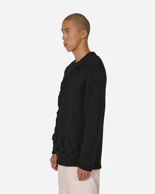 Cable Knit Crewneck Sweater Black