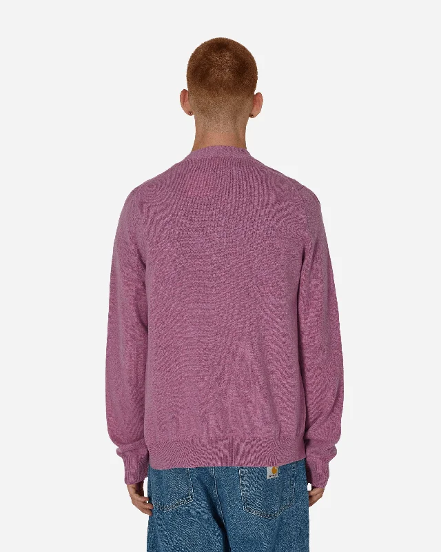 Lambswool V Neck Cardigan Purple