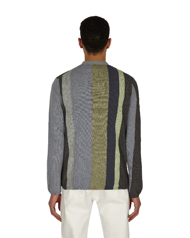 V-Neck Striped Cardigan Black