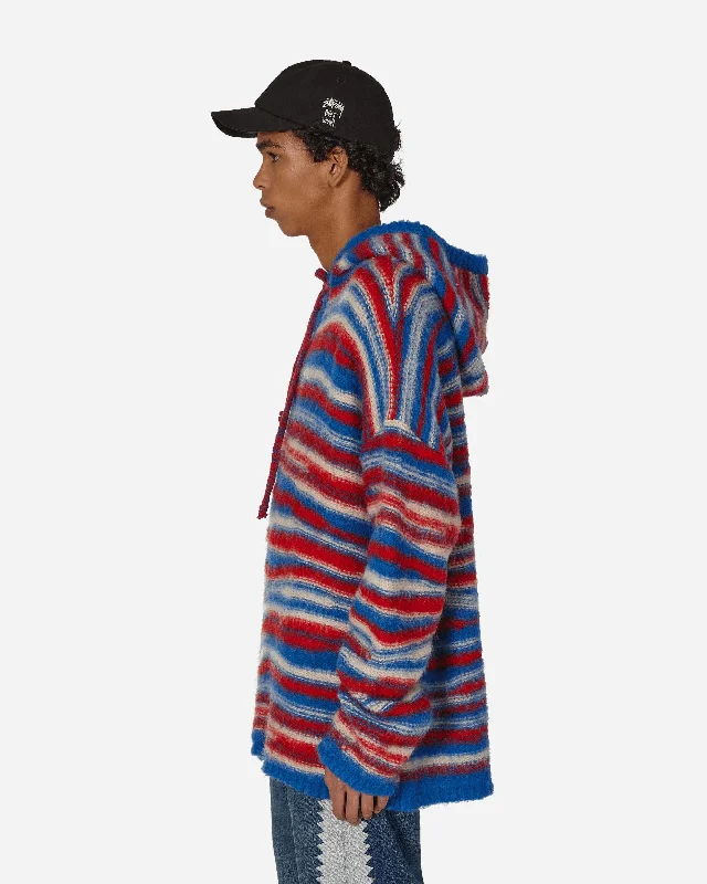 Oversized Hooded Sweater Red / Blue