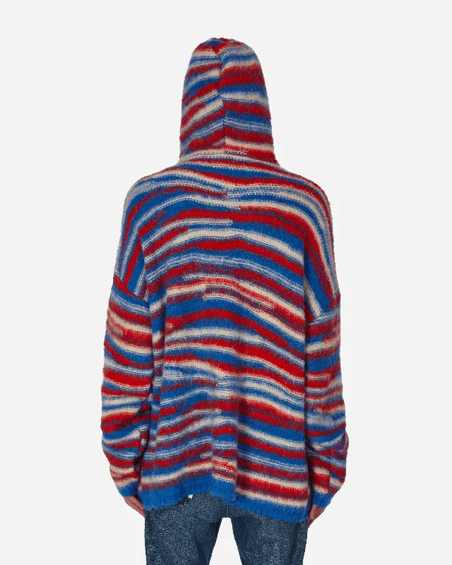 Oversized Hooded Sweater Red / Blue