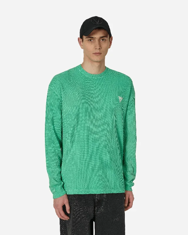 Washed Waffle Sweater Green