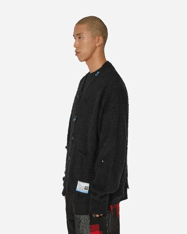 Cotton Brushed Knit Cardigan Black