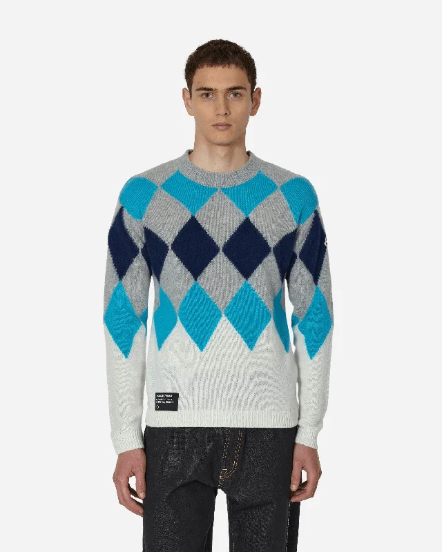 FRGMT Argyle Wool & Cashmere Sweater Blue