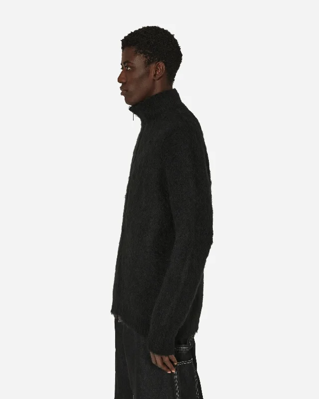 Zipped Mohair Cardigan Black